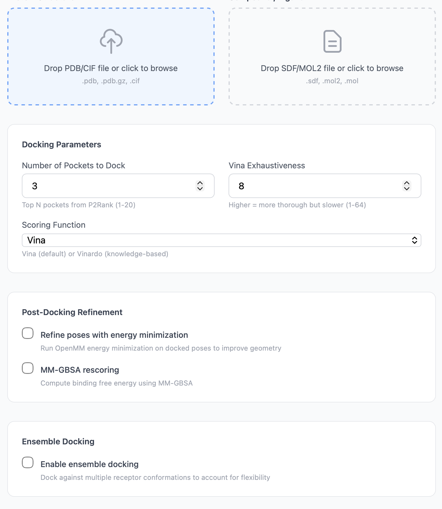 Expanded advanced settings panel
